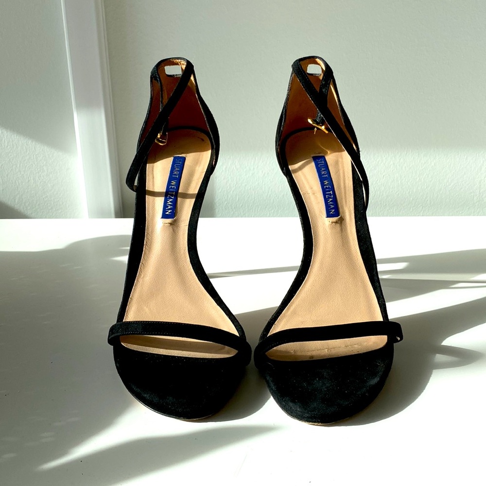 Stuart Weitzman Black Suede Nudist Heel
